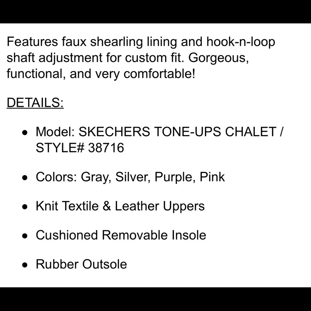 Sketchers Tone Up Chalet Winter Boots Size 6